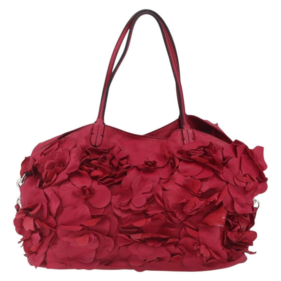 VALENTINO Tote Bag Leather 2way Red Silver Auth bs32504