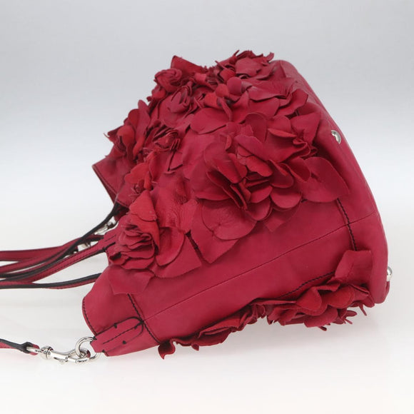 VALENTINO Tote Bag Leather 2way Red Silver Auth bs32504