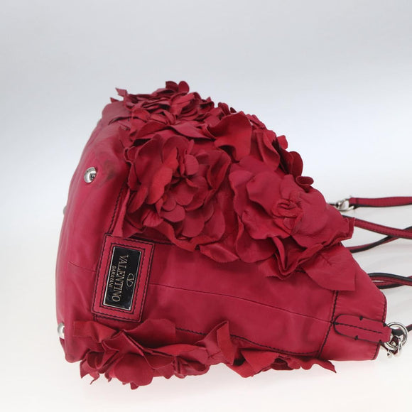 VALENTINO Tote Bag Leather 2way Red Silver Auth bs32504