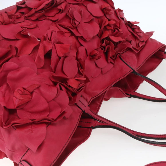 VALENTINO Tote Bag Leather 2way Red Silver Auth bs32504