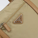 PRADA Tote Bag Nylon Beige Silver Auth bs32506-14