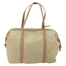 PRADA Tote Bag Nylon Beige Silver Auth bs32506-3