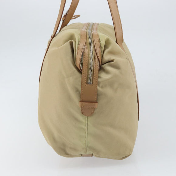 PRADA Tote Bag Nylon Beige Silver Auth bs32506