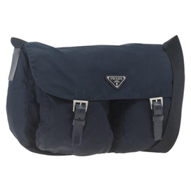 PRADA Shoulder Bag Nylon Navy Silver Auth bs32507