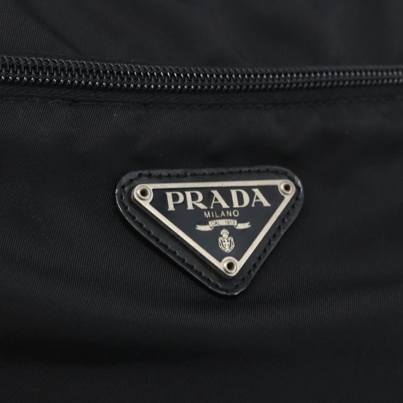 PRADA Tote Bag Nylon Black Silver Auth bs32508