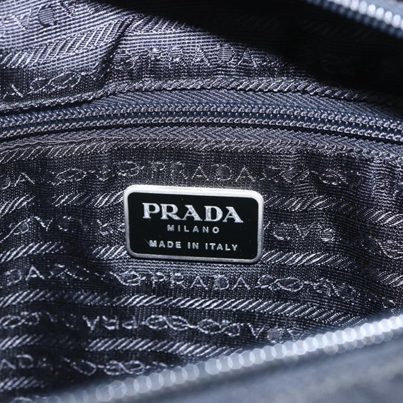 PRADA Tote Bag Nylon Black Silver Auth bs32508