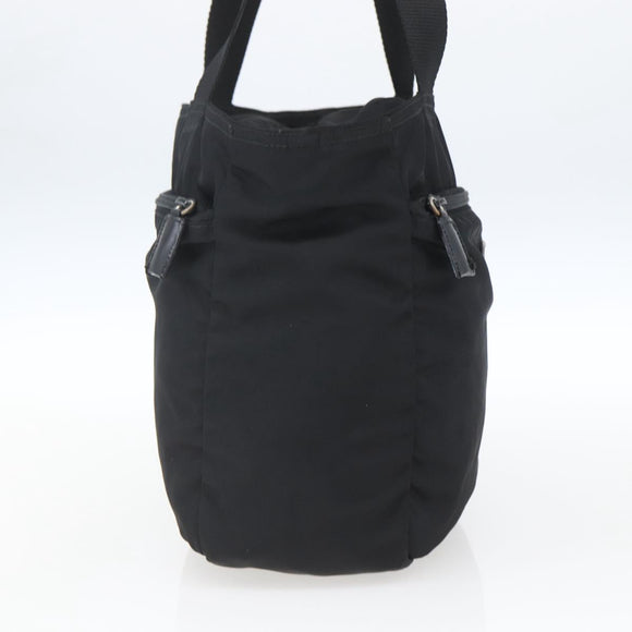 PRADA Tote Bag Nylon Black Silver Auth bs32508