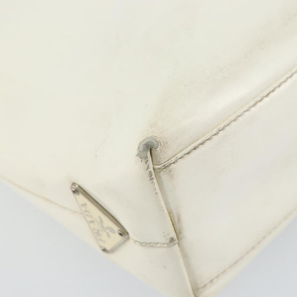 PRADA Hand Bag Patent leather White Clear Auth bs32510