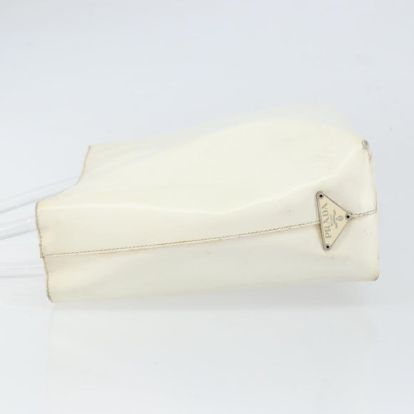 PRADA Hand Bag Patent leather White Clear Auth bs32510