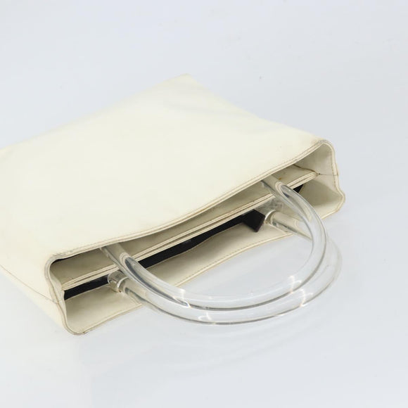 PRADA Hand Bag Patent leather White Clear Auth bs32510