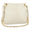 PRADA Chain Shoulder Bag Leather White Silver Auth bs32511-1