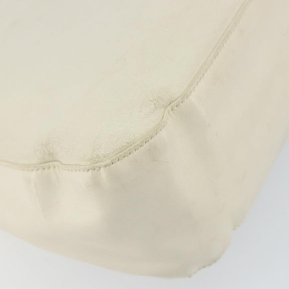 PRADA Chain Shoulder Bag Leather White Silver Auth bs32511