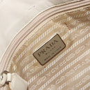 PRADA Chain Shoulder Bag Leather White Silver Auth bs32511-17
