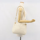 PRADA Chain Shoulder Bag Leather White Silver Auth bs32511-22