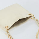 PRADA Chain Shoulder Bag Leather White Silver Auth bs32511-6