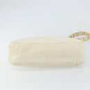 PRADA Chain Shoulder Bag Leather White Silver Auth bs32511-5