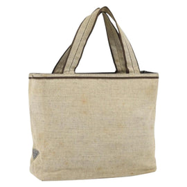 PRADA Hand Bag Canvas Beige Silver Auth bs32512