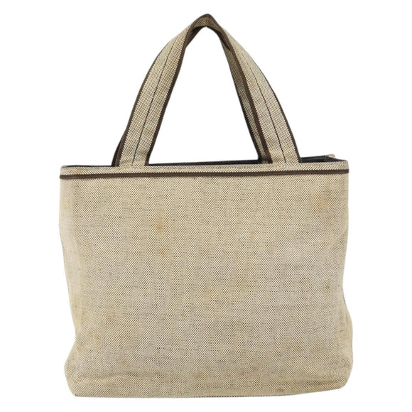 PRADA Hand Bag Canvas Beige Silver Auth bs32512