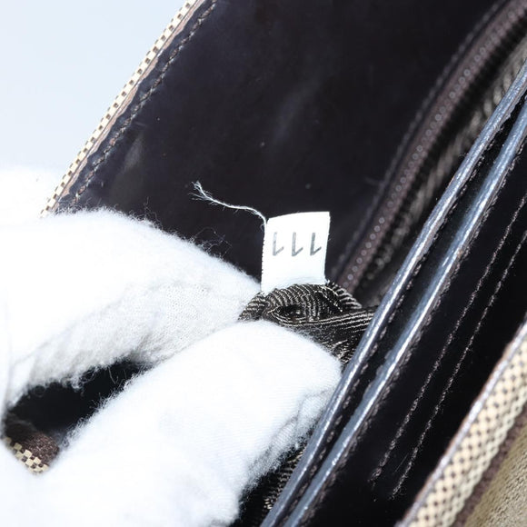 PRADA Hand Bag Canvas Beige Silver Auth bs32512