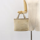 PRADA Hand Bag Canvas Beige Silver Auth bs32512-24