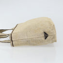 PRADA Hand Bag Canvas Beige Silver Auth bs32512-4