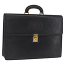 Gianni Versace Business Bag Leather Black Gold Auth bs32513-1