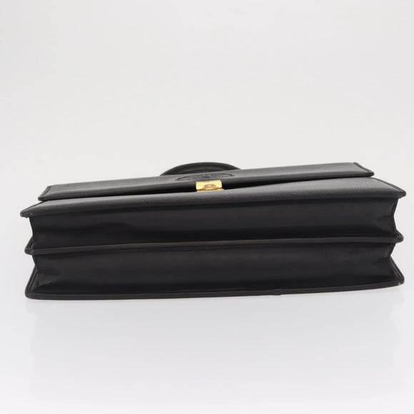 Gianni Versace Business Bag Leather Black Gold Auth bs32513