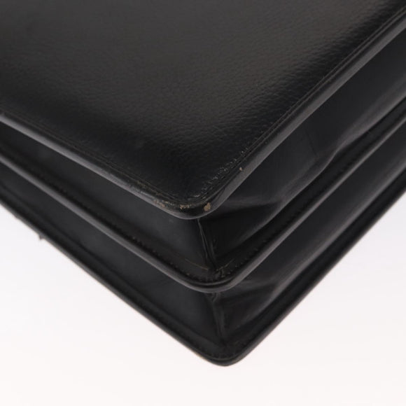 Gianni Versace Business Bag Leather Black Gold Auth bs32513