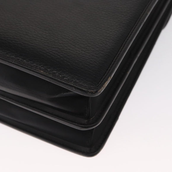 Gianni Versace Business Bag Leather Black Gold Auth bs32513