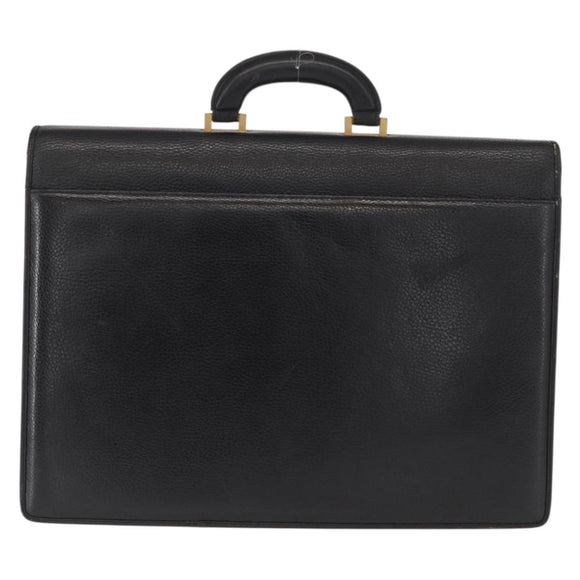 Gianni Versace Business Bag Leather Black Gold Auth bs32513
