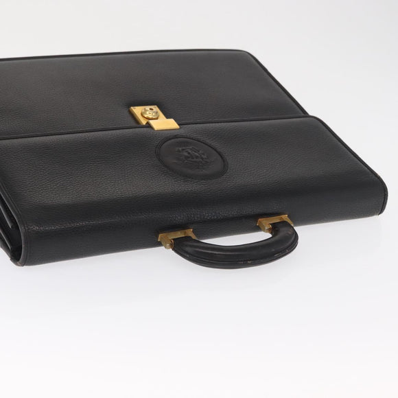 Gianni Versace Business Bag Leather Black Gold Auth bs32513