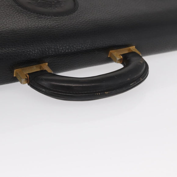 Gianni Versace Business Bag Leather Black Gold Auth bs32513