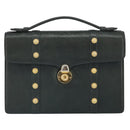 Gianni Versace Hand Bag Leather Khaki Gold Auth bs32514-13