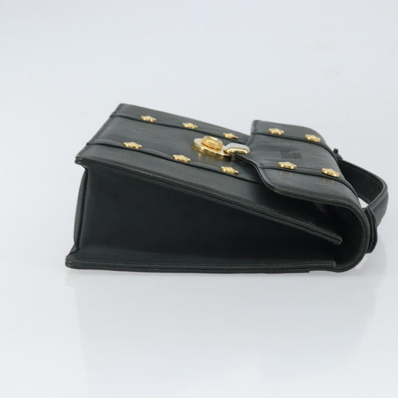 Gianni Versace Hand Bag Leather Khaki Gold Auth bs32514