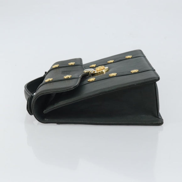 Gianni Versace Hand Bag Leather Khaki Gold Auth bs32514
