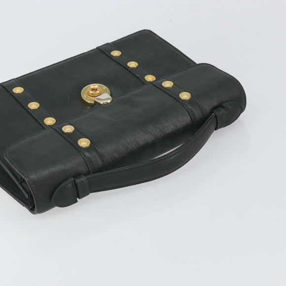 Gianni Versace Hand Bag Leather Khaki Gold Auth bs32514