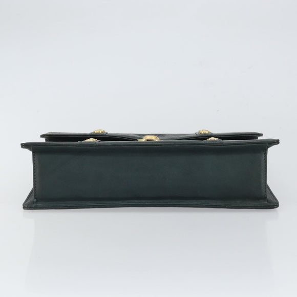 Gianni Versace Hand Bag Leather Khaki Gold Auth bs32514