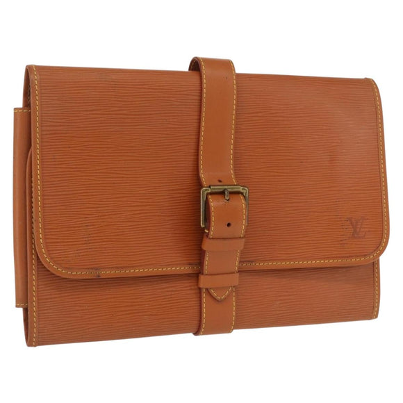 LOUIS VUITTON Epi Trousse Priant Clutch Bag Zipangu Gold LV Auth bs32536