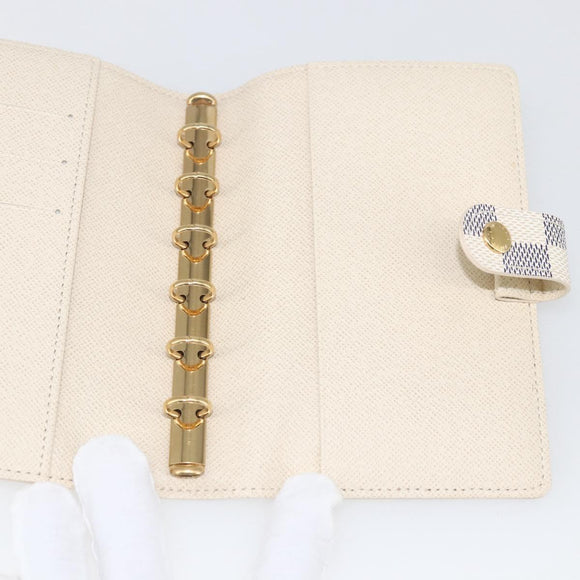 LOUIS VUITTON Damier Azur Agenda PM Day Planner Cover R20706 LV Auth bs32555