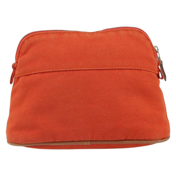 HERMES Bolide Pouch Canvas Orange Silver Auth bs32558