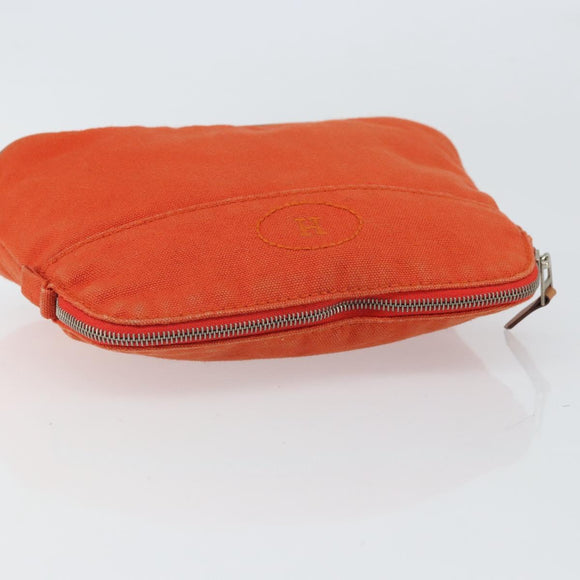HERMES Bolide Pouch Canvas Orange Silver Auth bs32558