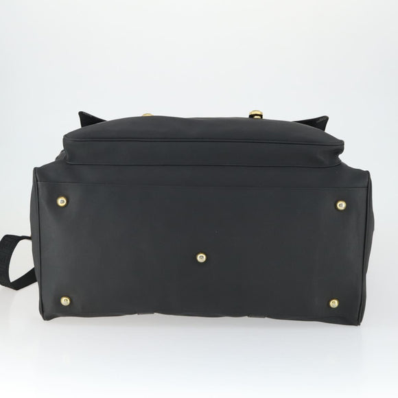 VERSACE Boston Bag Coated Canvas 2way Black Gold Auth bs32560