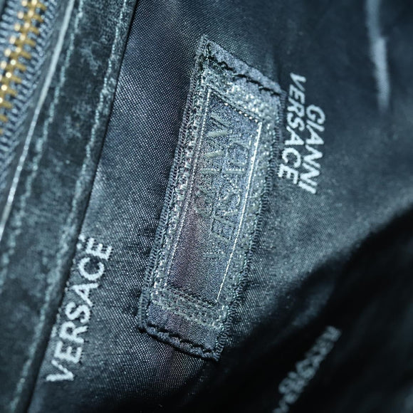 VERSACE Boston Bag Coated Canvas 2way Black Gold Auth bs32560