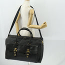 VERSACE Boston Bag Coated Canvas 2way Black Gold Auth bs32560-25