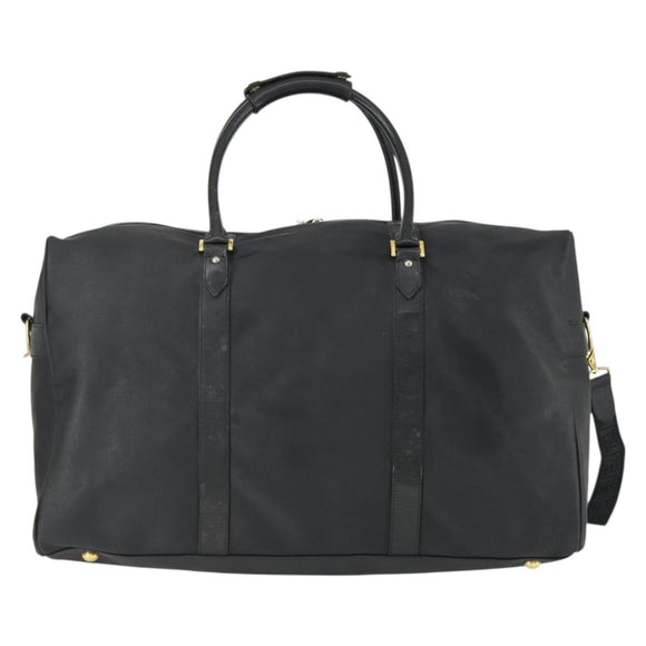 VERSACE Boston Bag Coated Canvas 2way Black Gold Auth bs32560
