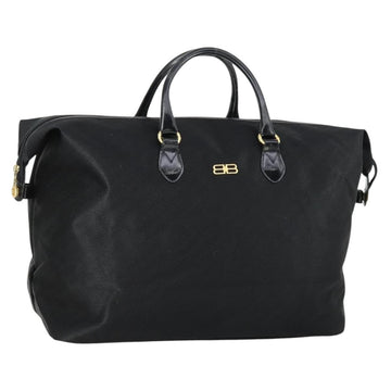 BALENCIAGA Boston Bag Nylon Black Gold Auth bs32561