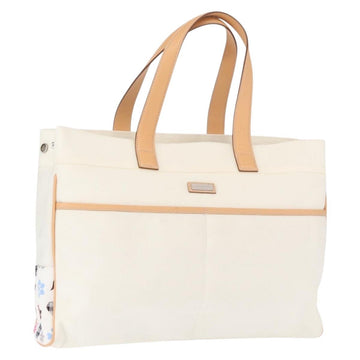 BURBERRY Black label Tote Bag Canvas White Silver Auth bs32562