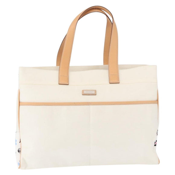 BURBERRY Black label Tote Bag Canvas White Silver Auth bs32562