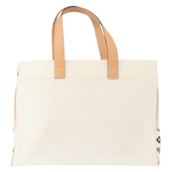 BURBERRY Black label Tote Bag Canvas White Silver Auth bs32562
