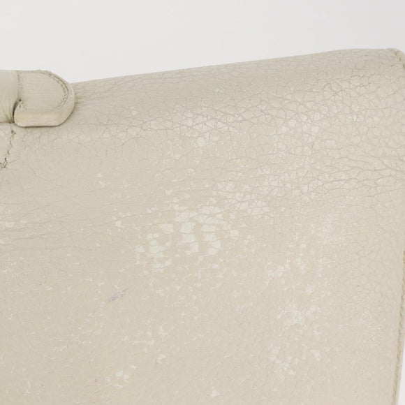 HERMES Sac Adepeche 41 Hand Bag Leather White Silver Auth bs32563